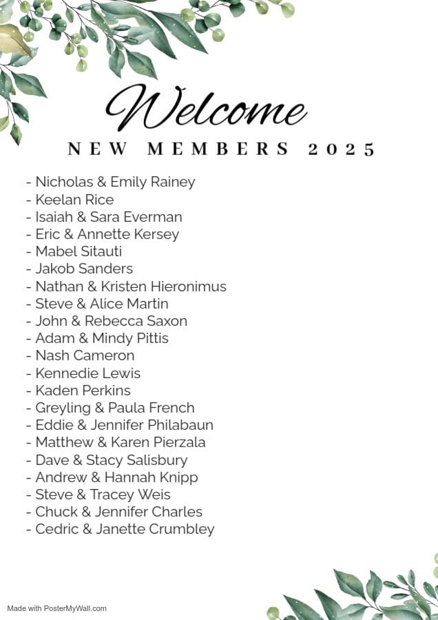 Welcome New Members 04/16/25