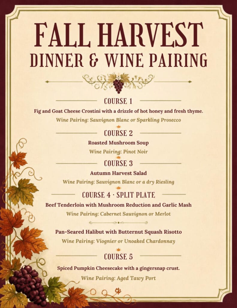 Fall Wine Pairing Menu
